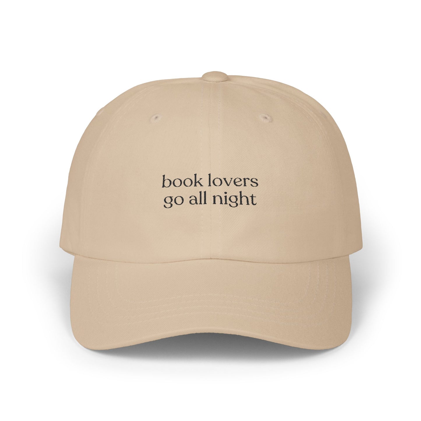 Book Lovers Go All Night Embroidered Baseball Cap
