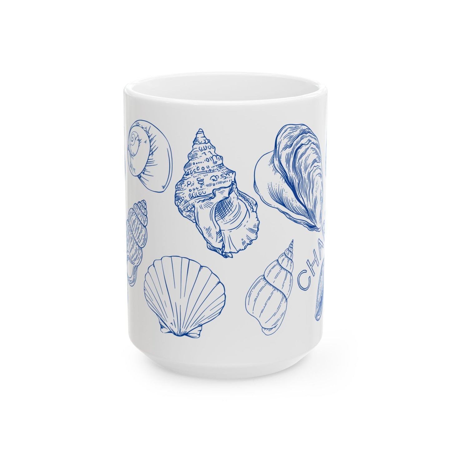 Charleston Coastal Blue Seashell Mug