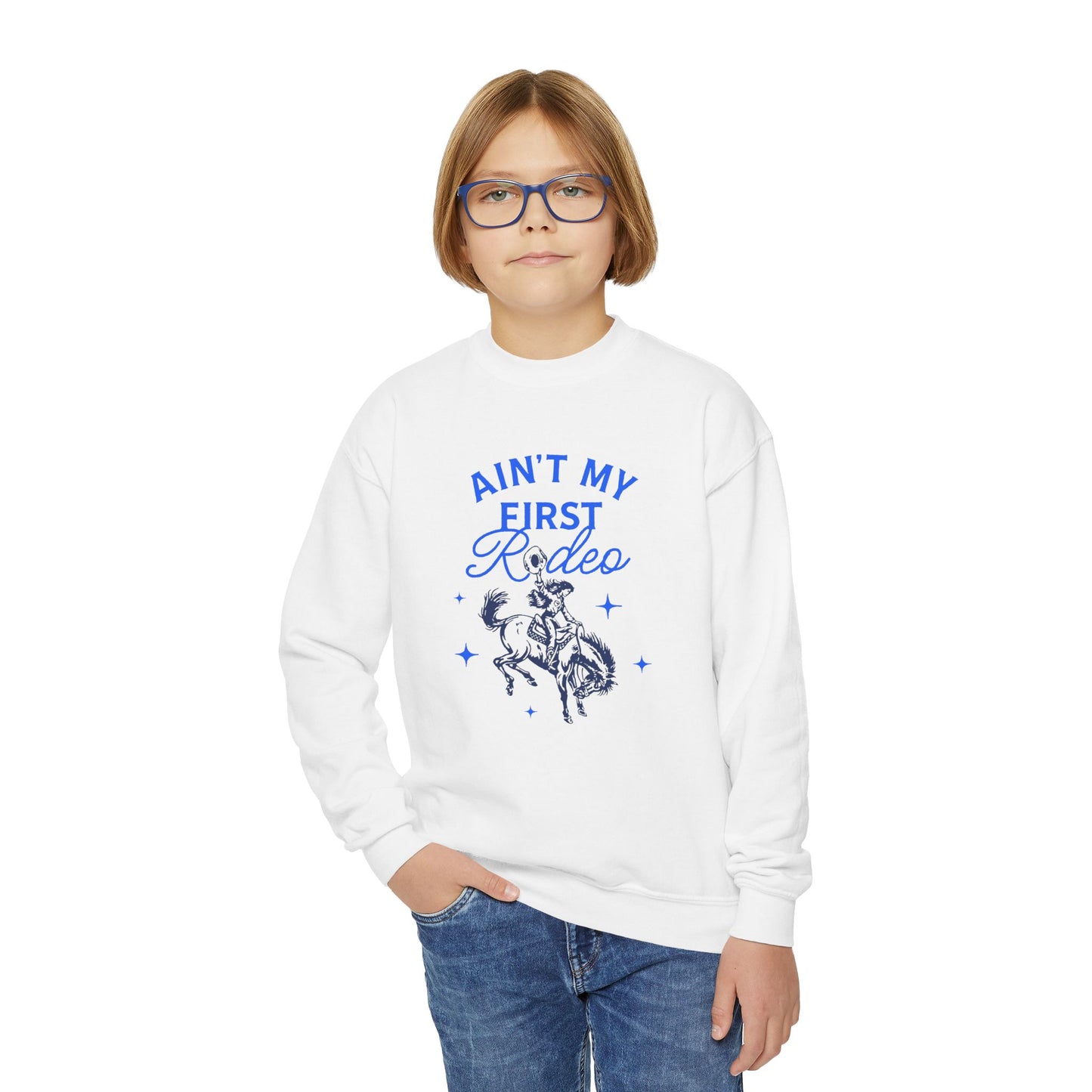 Youth Ain't My First Rodeo Sweatshirt - Blue