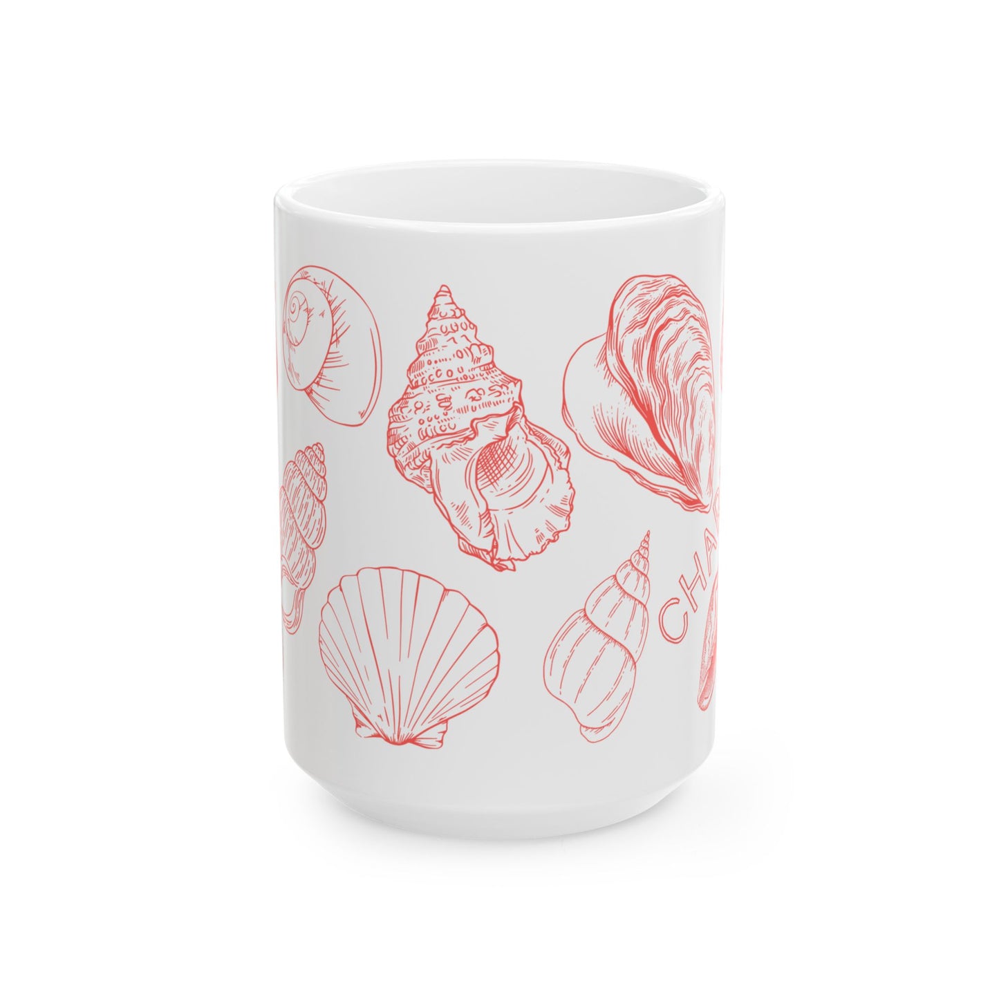 Charleston Coastal Red Seashell Mug