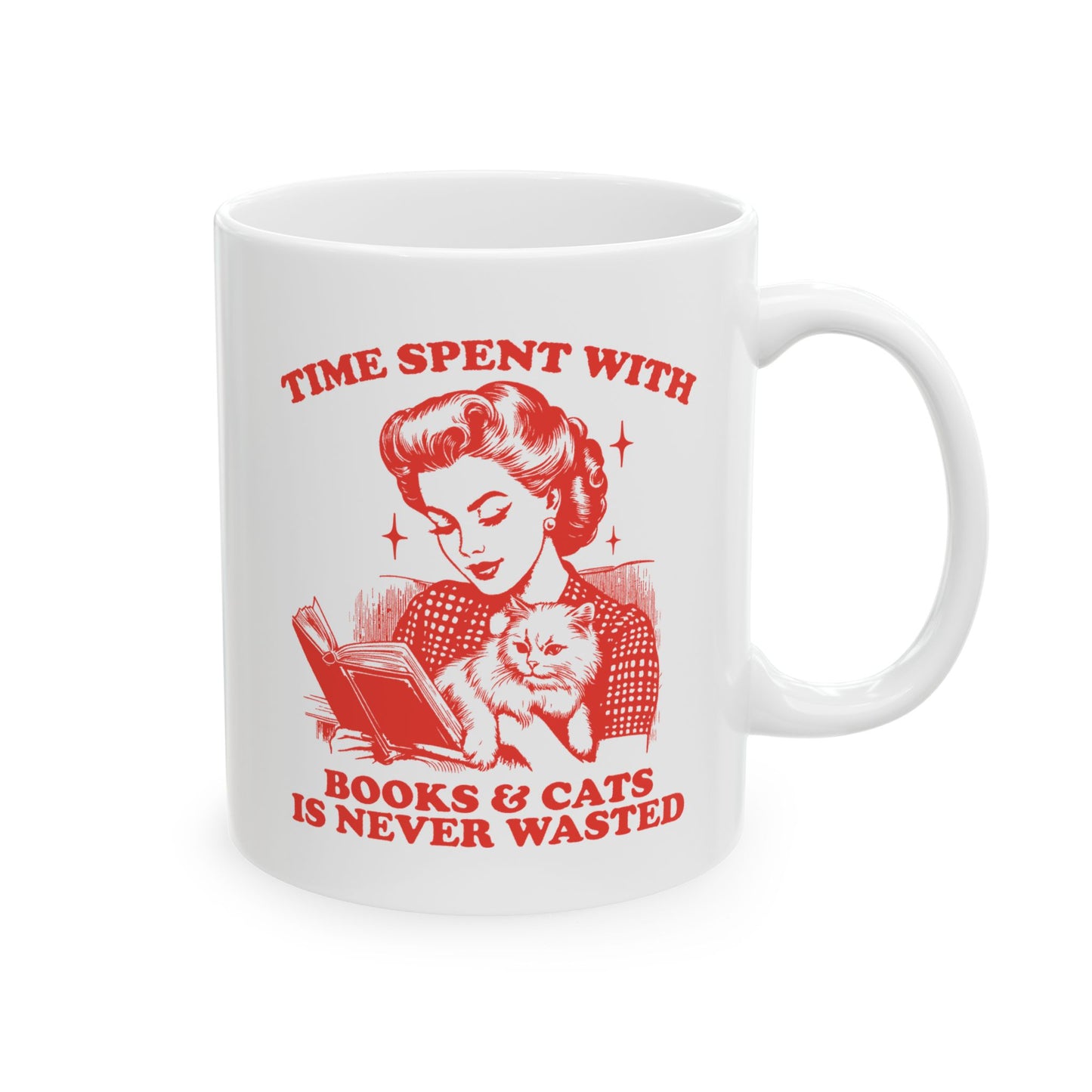 Time Spent With Books And Cats Mug