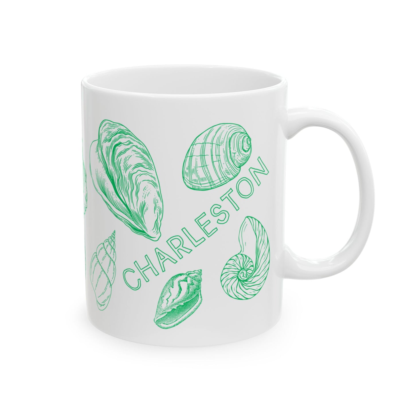Charleston Coastal Green Seashell Mug