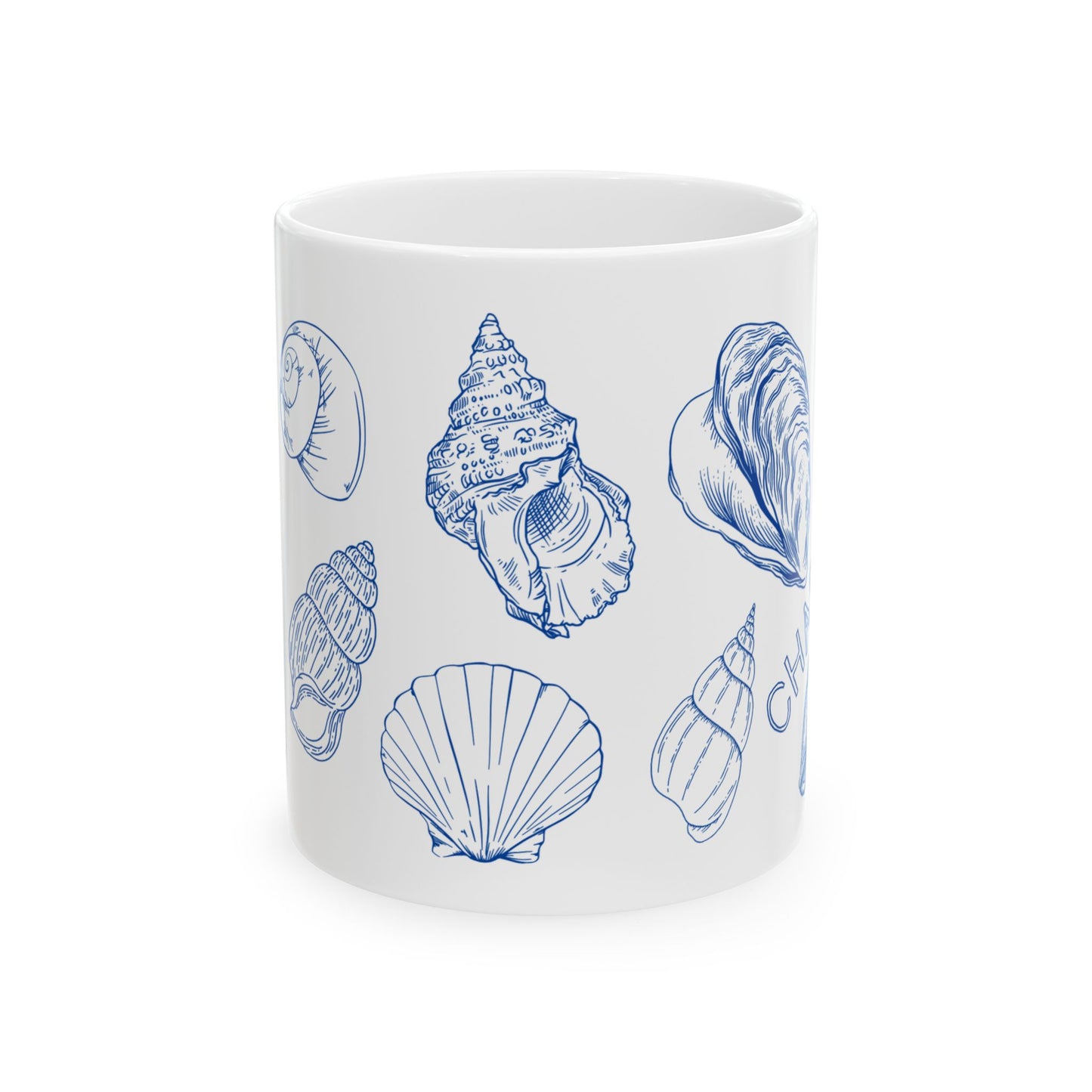 Charleston Coastal Blue Seashell Mug