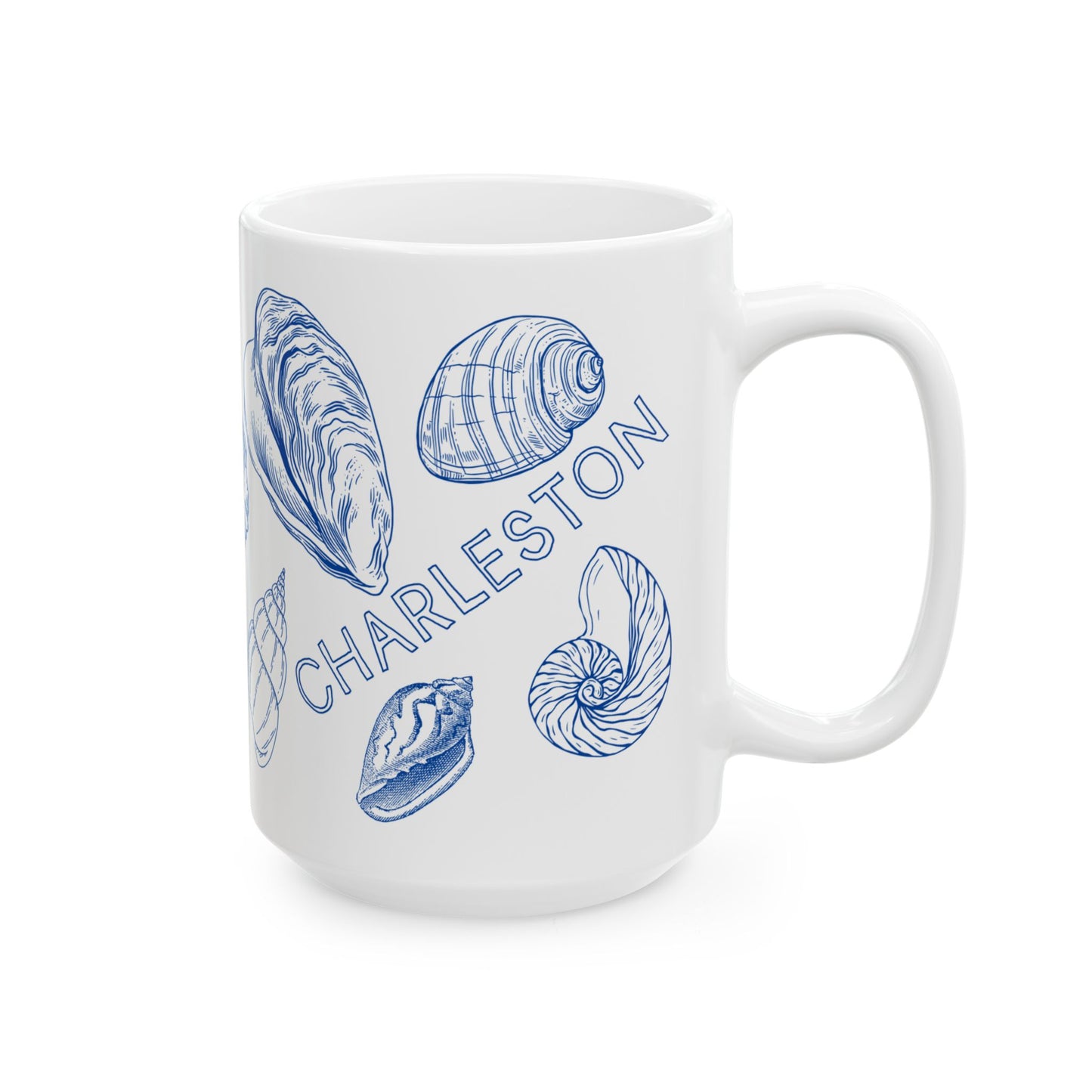 Charleston Coastal Blue Seashell Mug