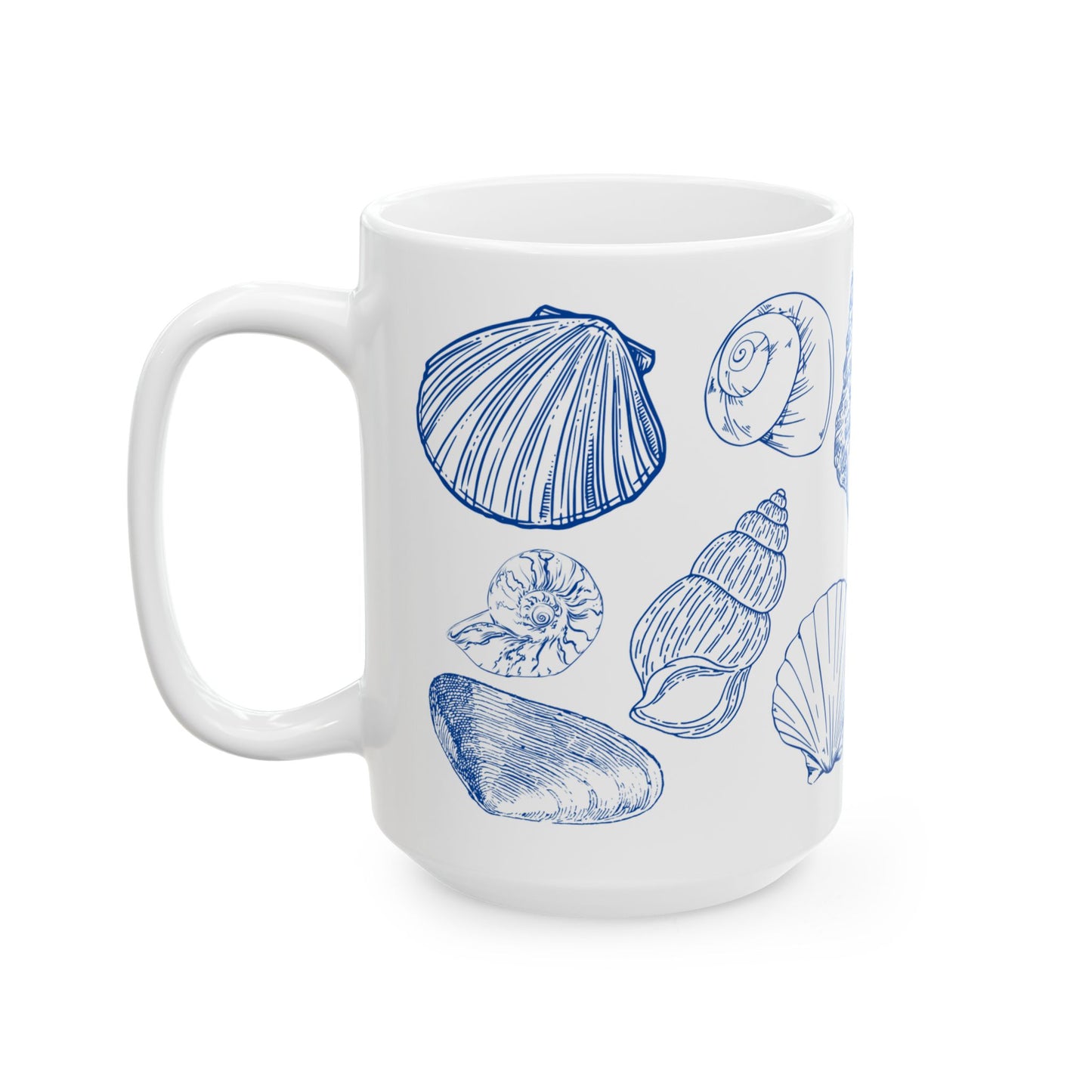 Charleston Coastal Blue Seashell Mug