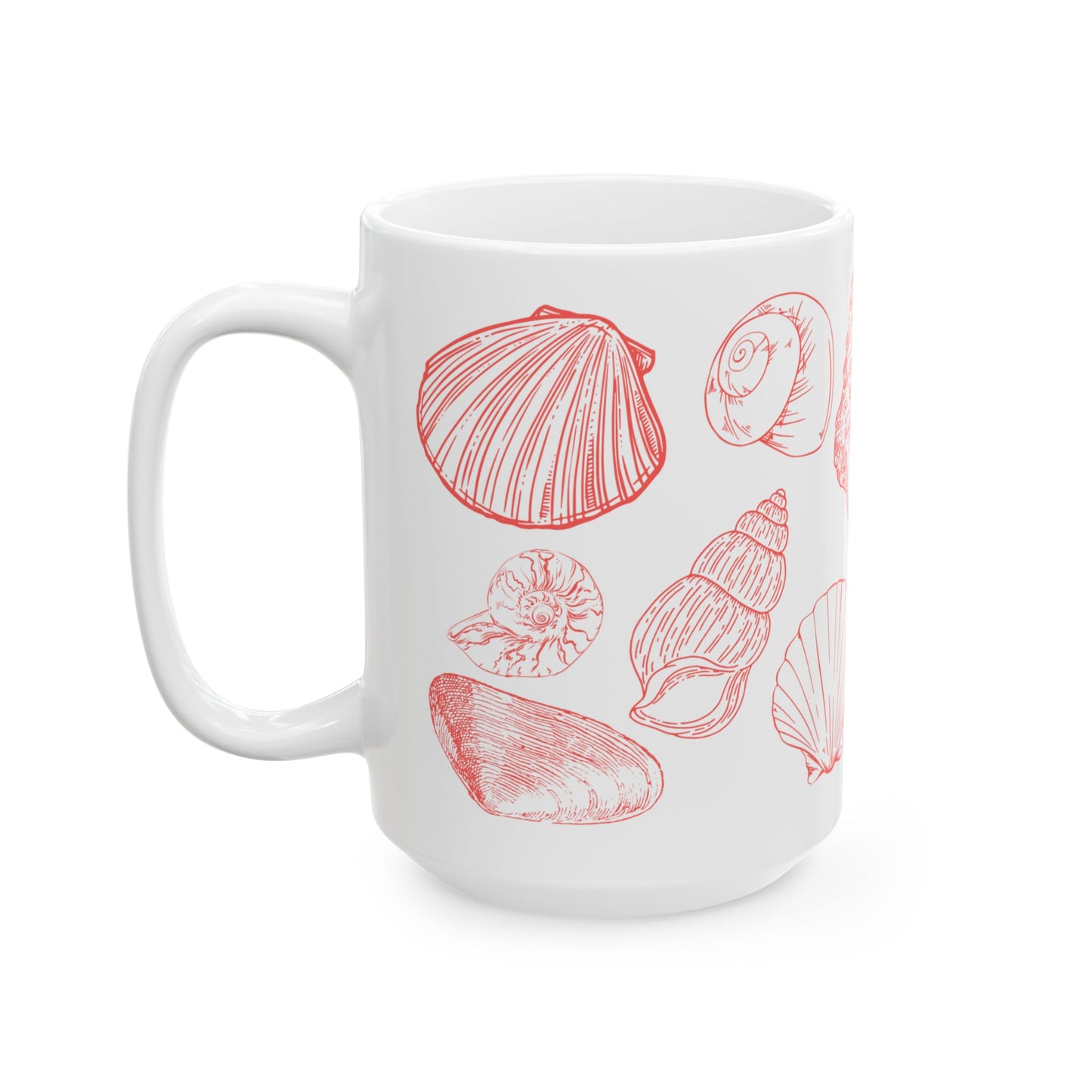 Charleston Coastal Red Seashell Mug