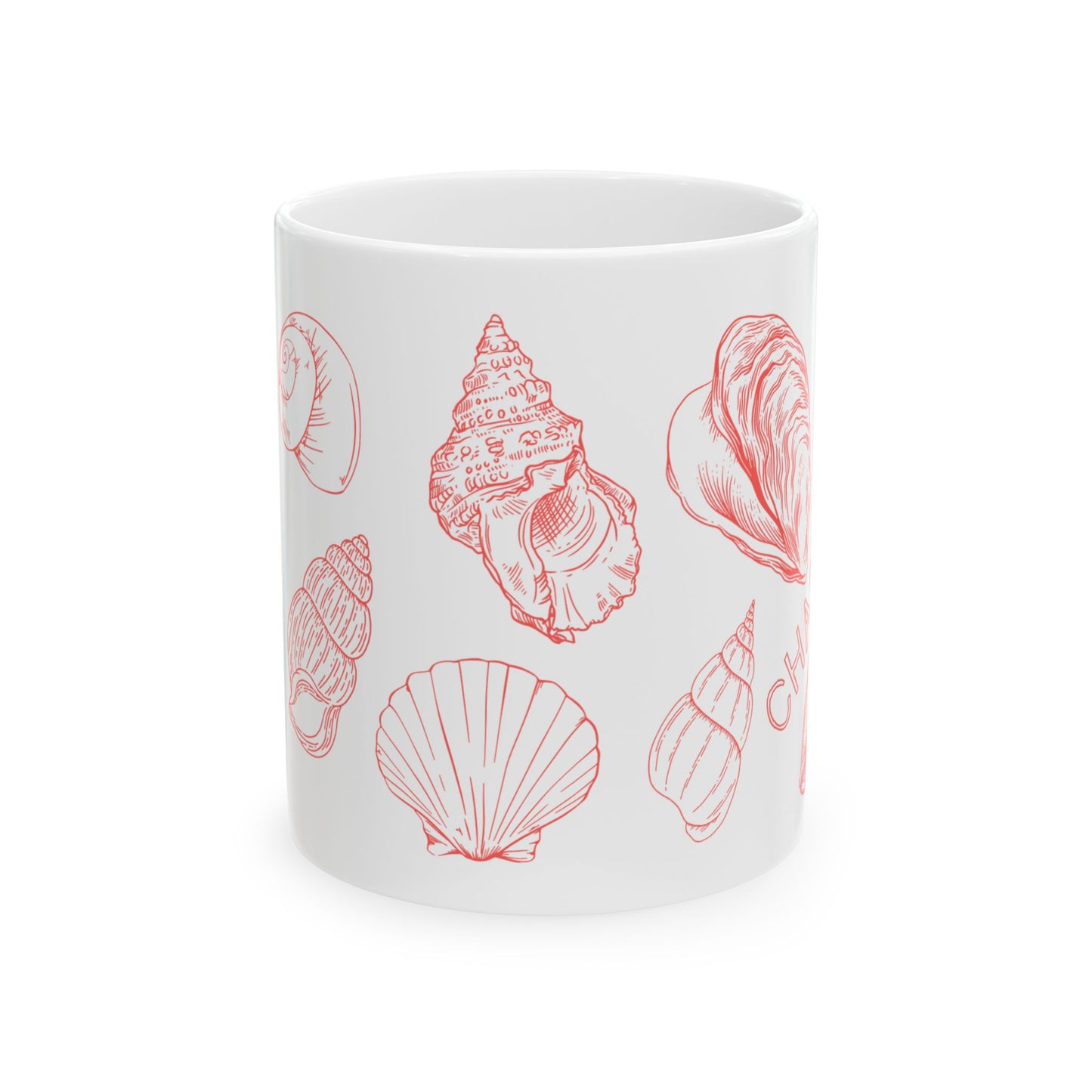 Charleston Coastal Red Seashell Mug