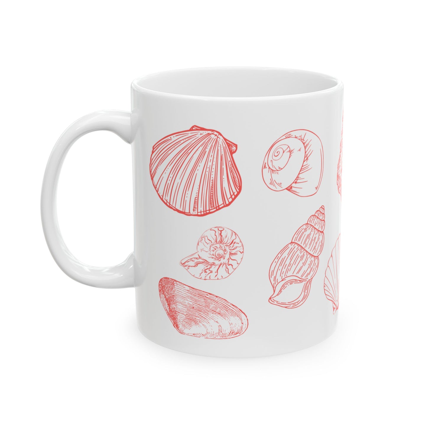 Charleston Coastal Red Seashell Mug