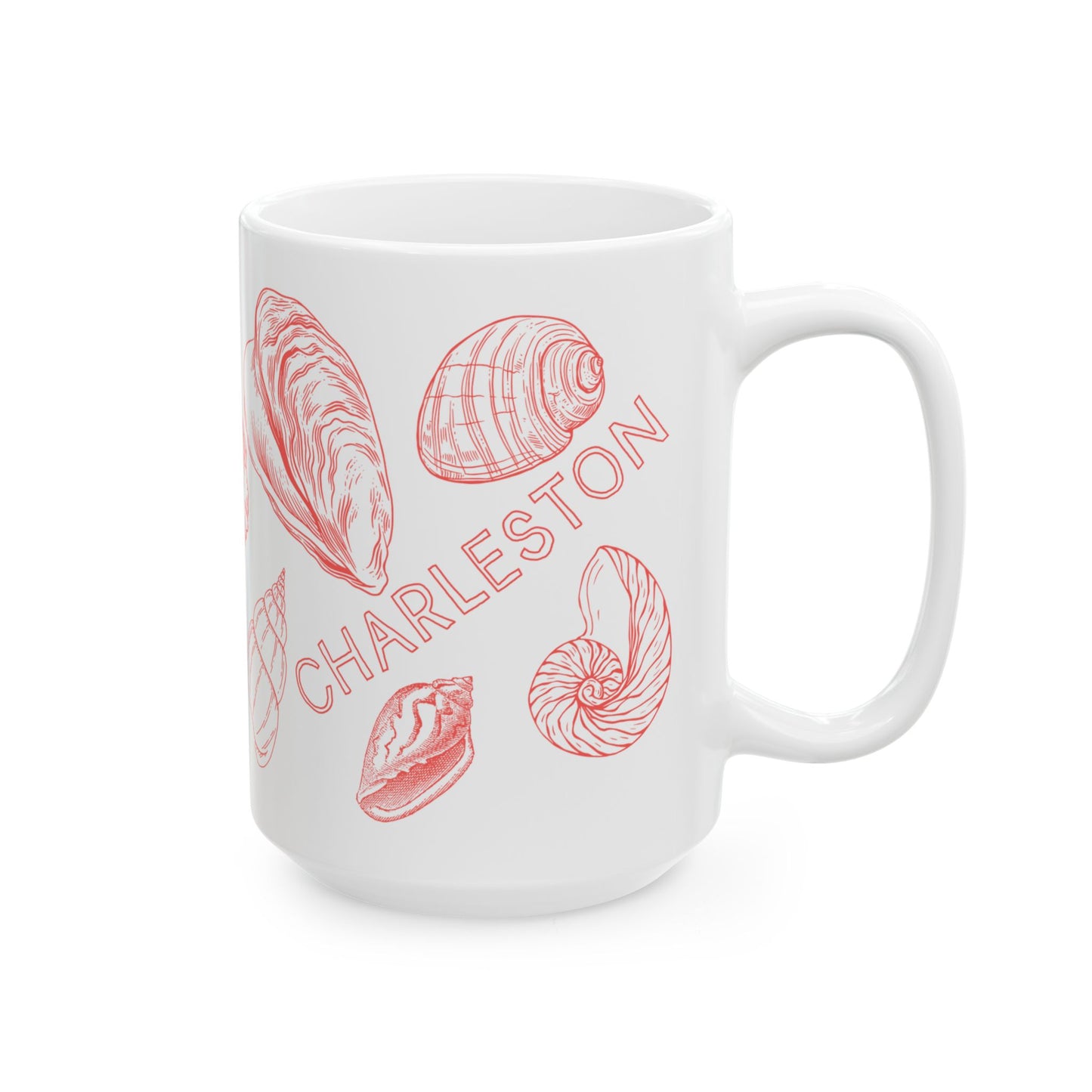 Charleston Coastal Red Seashell Mug