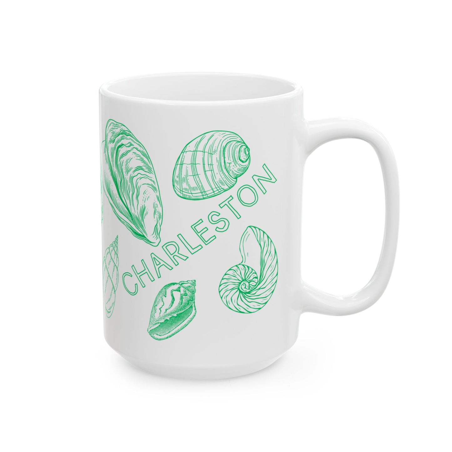 Charleston Coastal Green Seashell Mug
