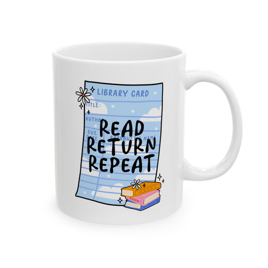Read Return Repeat Library Card Mug