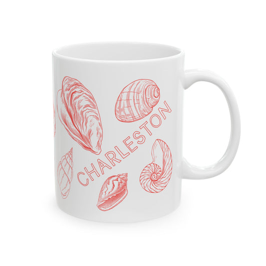 Charleston Coastal Red Seashell Mug
