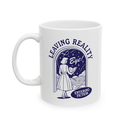 Retro Leaving Reality Entering Fiction Mug