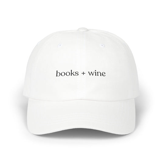 Books And Wine Embroidered Baseball Cap