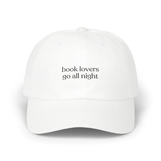 Book Lovers Go All Night Embroidered Baseball Cap