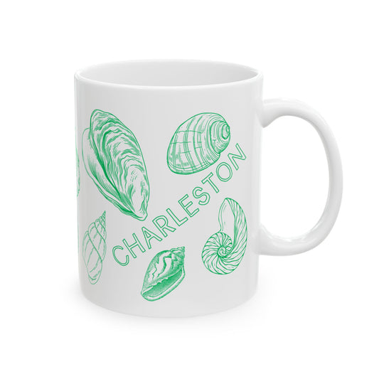 Charleston Coastal Green Seashell Mug