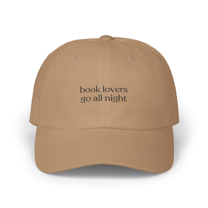 Book Lovers Go All Night Embroidered Baseball Cap