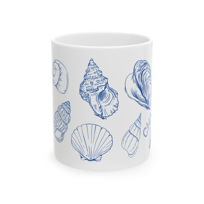 Charleston Coastal  Blue Seashell Mug