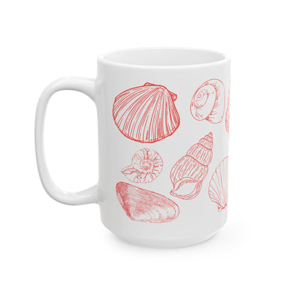 Charleston Coastal Red Seashell Mug