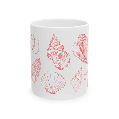 Charleston Coastal Red Seashell Mug