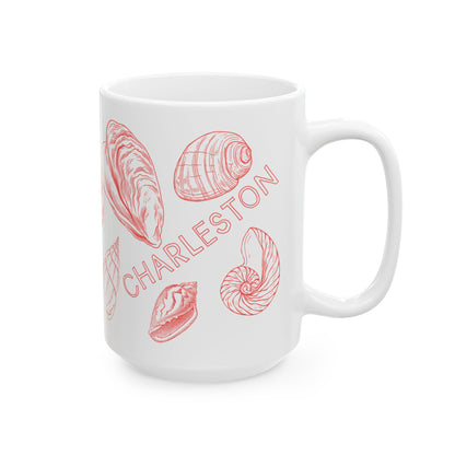 Charleston Coastal Red Seashell Mug