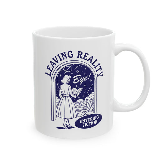 Retro Leaving Reality Entering Fiction Mug