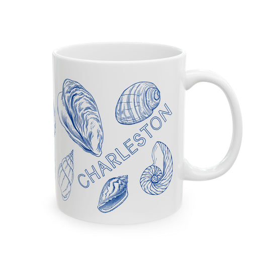 Charleston Coastal  Blue Seashell Mug