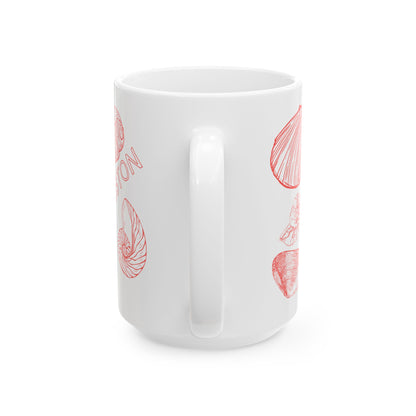 Charleston Coastal Red Seashell Mug